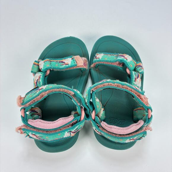 Teva Hurricane XLT 2 Green Pink Unicorn Adjustable Strap Sandals Kids Size 6 - Picture 6 of 8